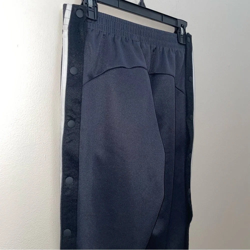 Adidas Carbon Gray  Track Snap Stripe Pants Size Small Streetwear Y2K 90s Retro